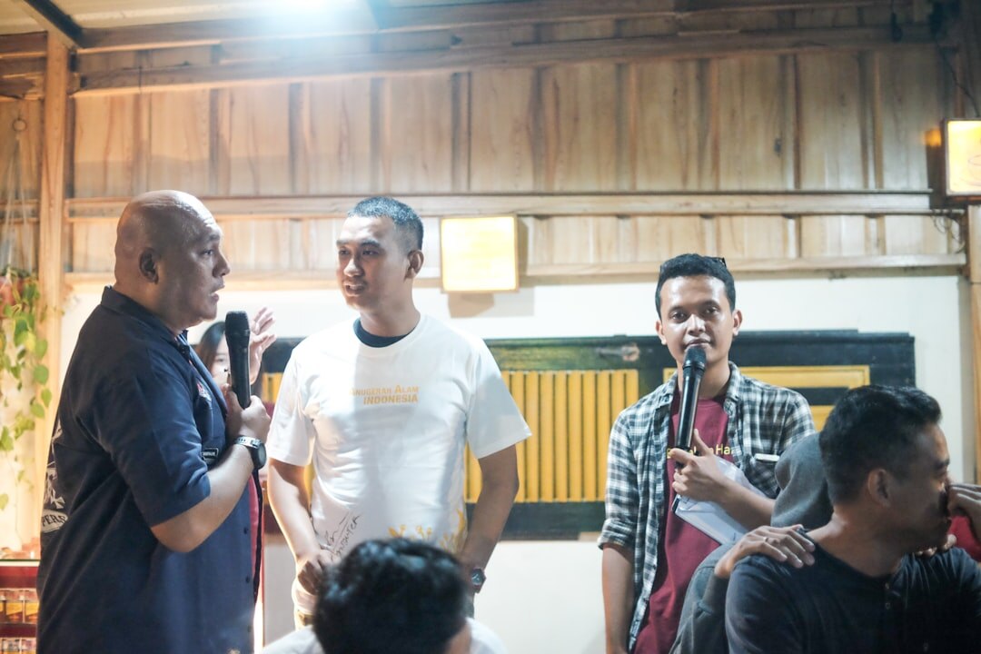 group of celebrities talking