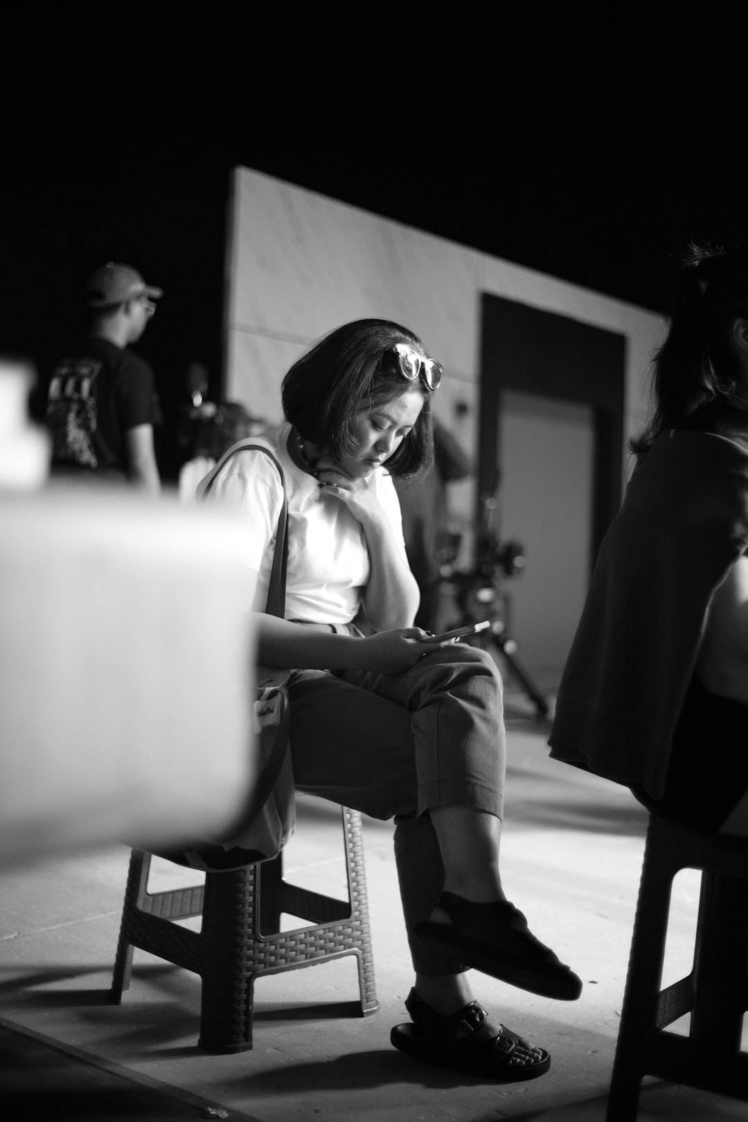 model during interview session