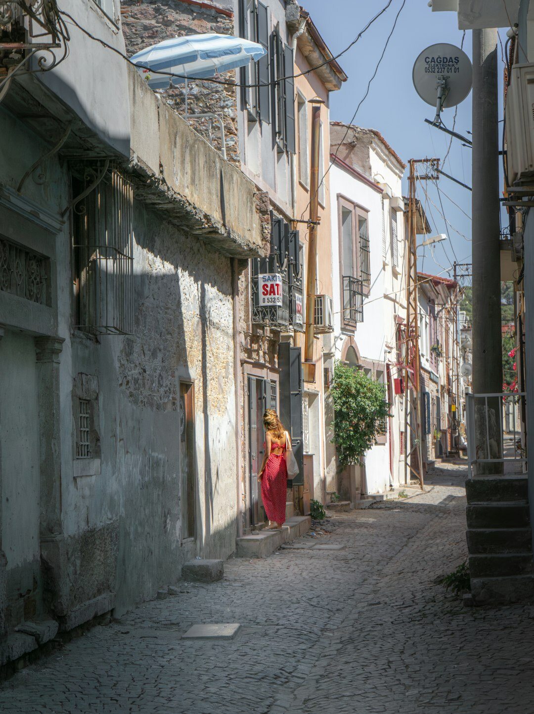 woman walking in city street